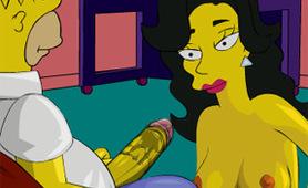Homer Simpson In a Threesome With Marge and Sexy Brunette
